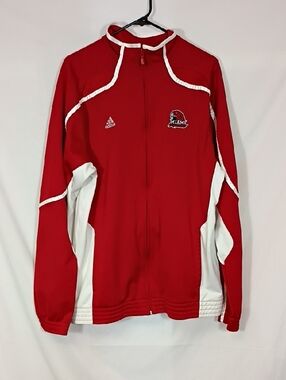 EUC Adidas Miami University Red & White Full-Zip Jacket Mens Size Large
